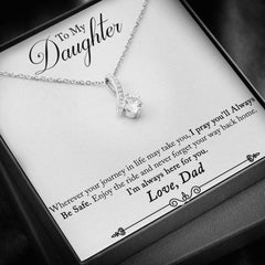 Hypoallergenic Father To Daughter 18K White Gold Plated Ribbon Love Necklace made with Crystals