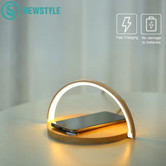 10W Qi Fast Wireless Charger For iPhone Table Night Light Pad